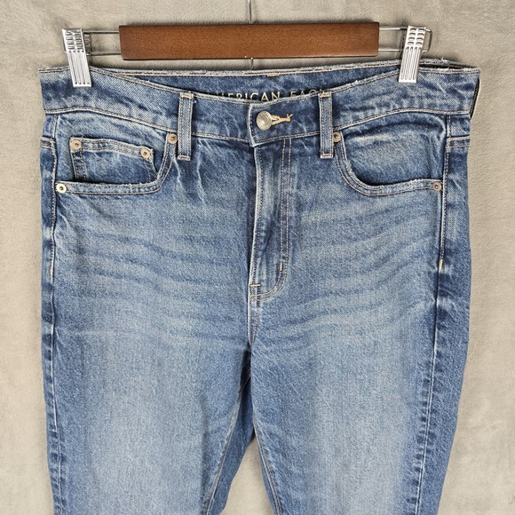 American Eagle Women Super High-Rise Straight Jeans Size 6 Distressed - Picture 3 of 11